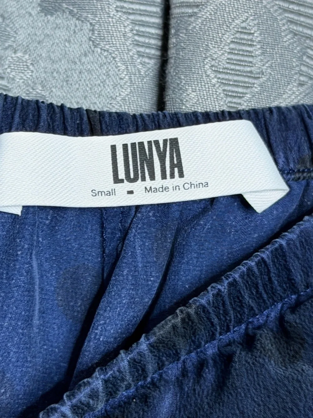 Lunya Washable Silk Long Sleeve Shirt and Pants Set Blue Eclipse
